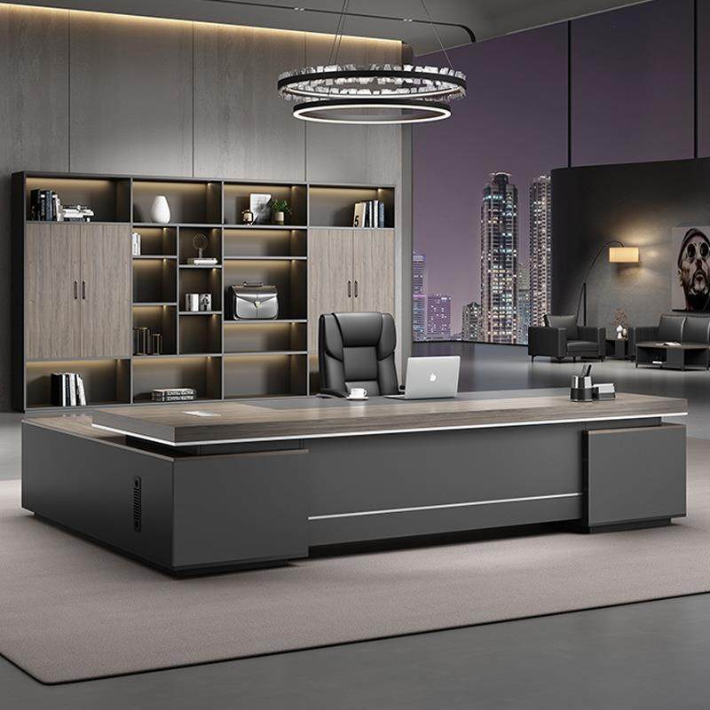 办公桌老板桌椅组合书柜总经理办公室总裁大班台简约现代办公室桌
