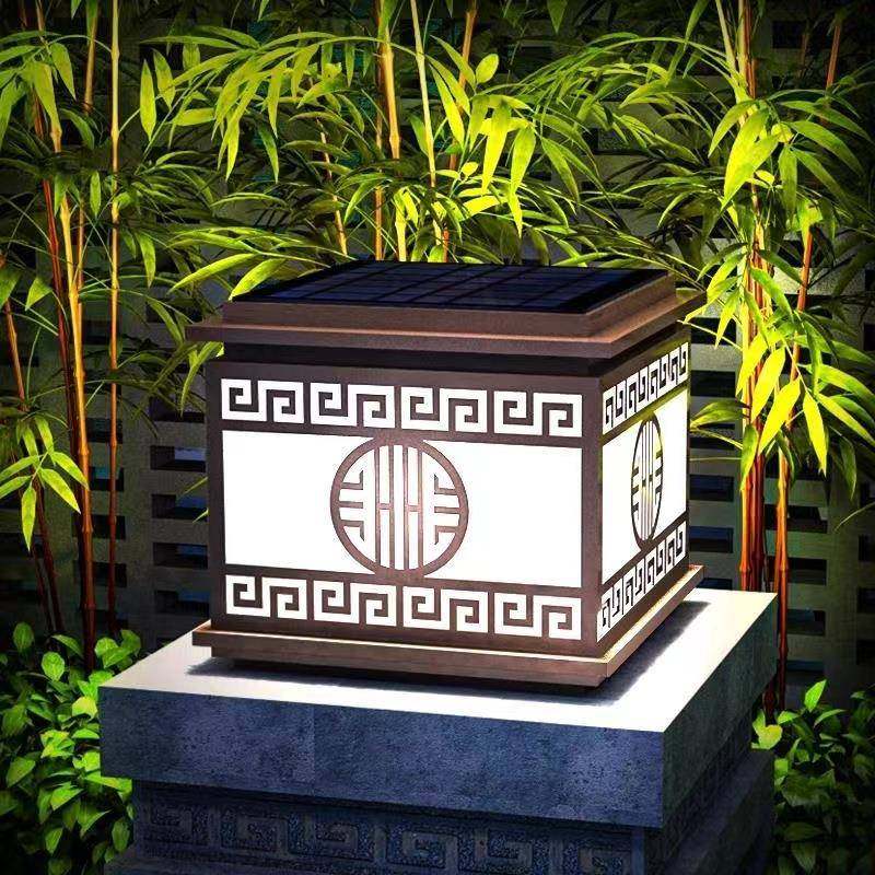 聚财款太阳能柱头灯LED庭院别墅围墙院墙灯样板房工程施工装修