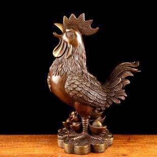 紫铜生肖鸡福鸡摆件办公室摆件家居装饰工艺品装饰摆设