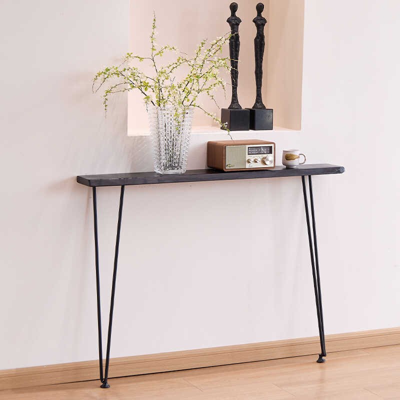 实木玄关桌简g约铁艺条案台边桌窄长条几酒店民宿墙边柜靠墙窄桌