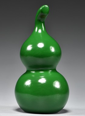 绿色木质雕刻葫芦摆件木葫t芦家居客厅店铺装饰工艺品新居乔迁送