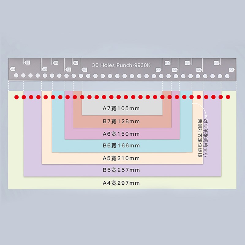 多孔打孔机Ae4手推式打孔器快捷简单文件夹活页芯装订30孔打洞器