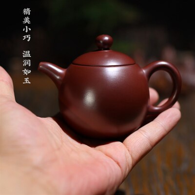 潮州朱泥功夫茶壶入门级手工壶传统小龙蛋壶密封倒立断.水可养茶