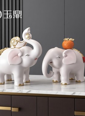 吉祥如意大象摆饰一对招财客厅玄关z酒柜边柜装饰摆饰乔迁开