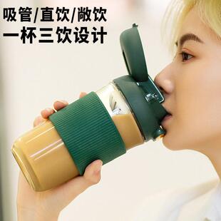 英国Bemega高硼硅玻璃杯双层咖啡杯女款高颜值2025新款吸管水杯子