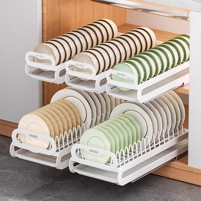 【居家好物】可抽拉碗碟沥水架