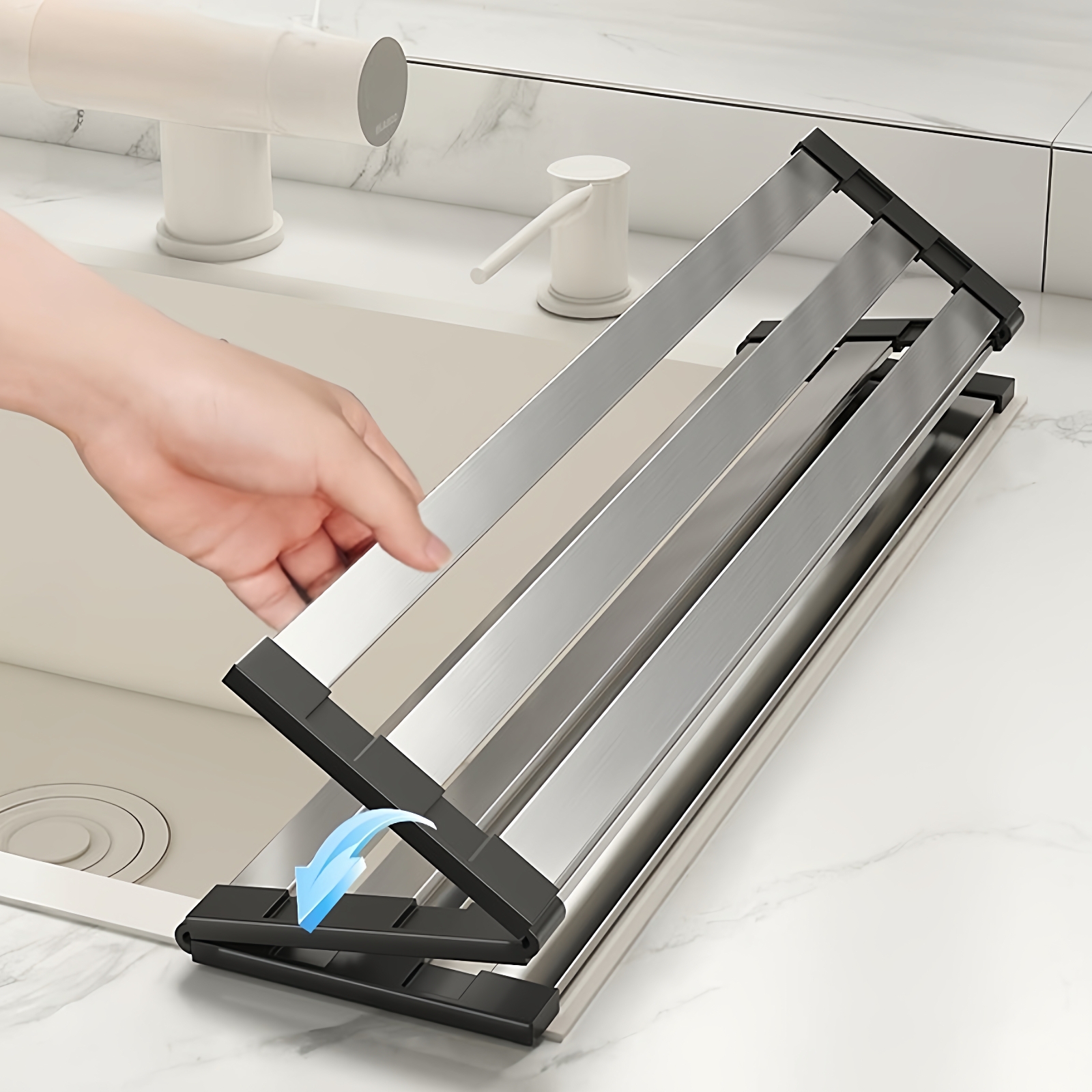 304不锈钢可折叠硅胶沥水架滤水卷过沥碗盆滤水垫水槽水板置物架