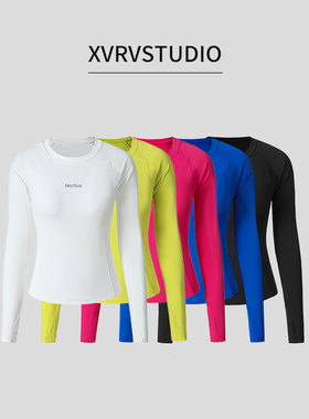 XVRV秋上新2026速干运动T恤跑步健身跳操上衣立体印花高弹长袖