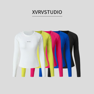 XVRV秋上新2026速干运动T恤跑步健身跳操上衣立体印花高弹长袖