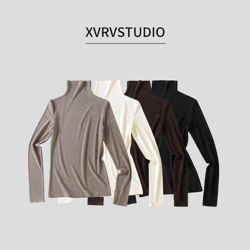 XVRV“美利奴羊毛”慵懒风高领打底衫女2026新款秋冬长袖气质上衣