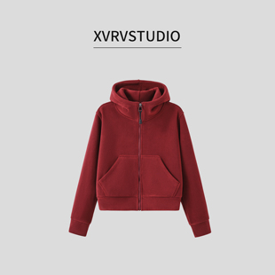 XVRV“双面奥粒绒”秋冬款连帽加厚外套夹克运动休闲气质显瘦卫衣