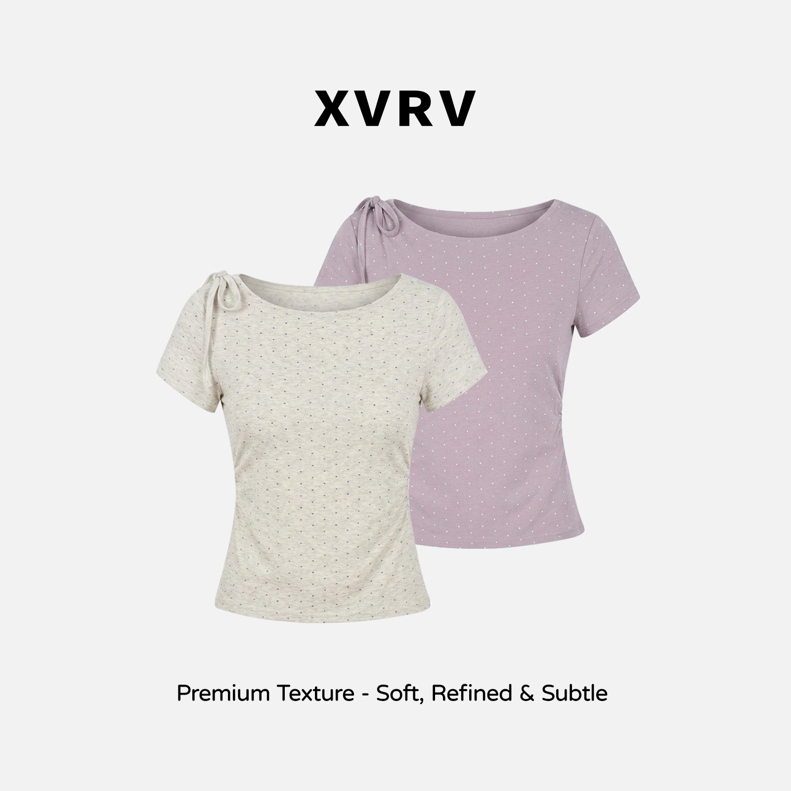 XVRV2026夏季新款波点系带T恤女圆领修身正肩短袖运动休闲上衣图片