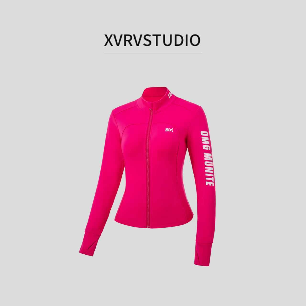 XVRV冬季新款运动外套字母印花长袖收腰立领小外套健身跑步上衣