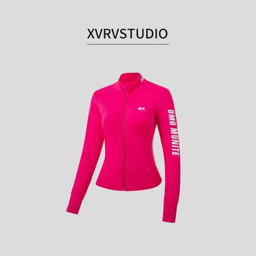 XVRV冬季新款运动外套字母印花长袖收腰立领小外套健身跑步上衣