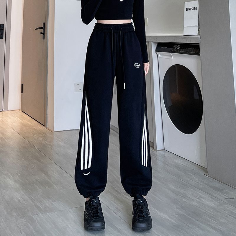 XVRV2025秋季新款含棉侧条纹撞色束脚裤速干女健身跑步运动裤