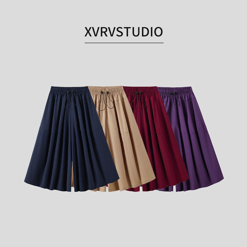 XVRV【秋上新】2026新品松紧腰围大裤腿裙摆百搭显瘦遮肉运动裙裤