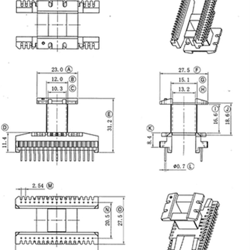 EI33EE33高频t变压器骨架磁芯立式17+17针