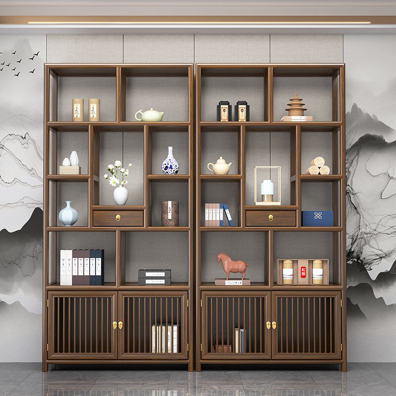 博古架实木中式多宝阁茶叶置物z架榆木隔断摆件办公茶室收纳展示