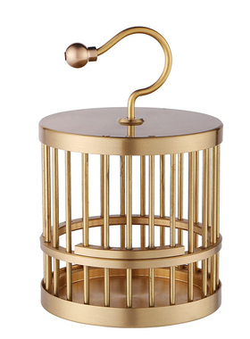 黄铜蟋蟀鸣虫笼子蝈蝈笼子高档纯铜小型Q笼子铜摆件工艺品
