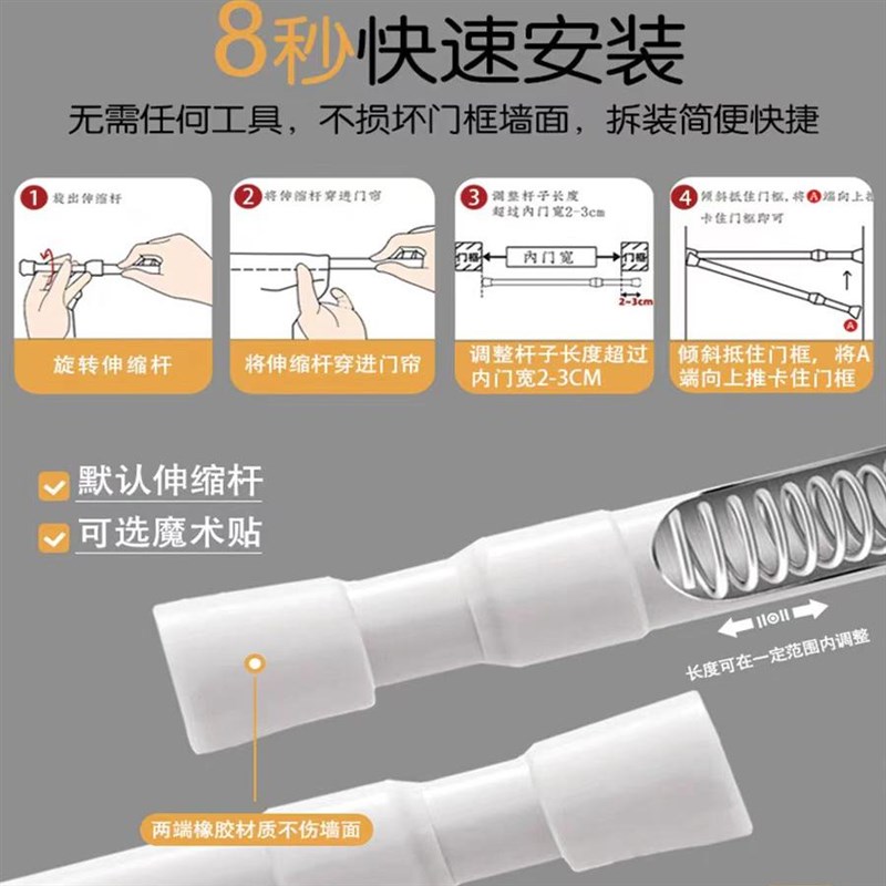 厨房门帘餐饮店专用防油烟开x放式遮挡帘半截布帘商用免打孔隔断
