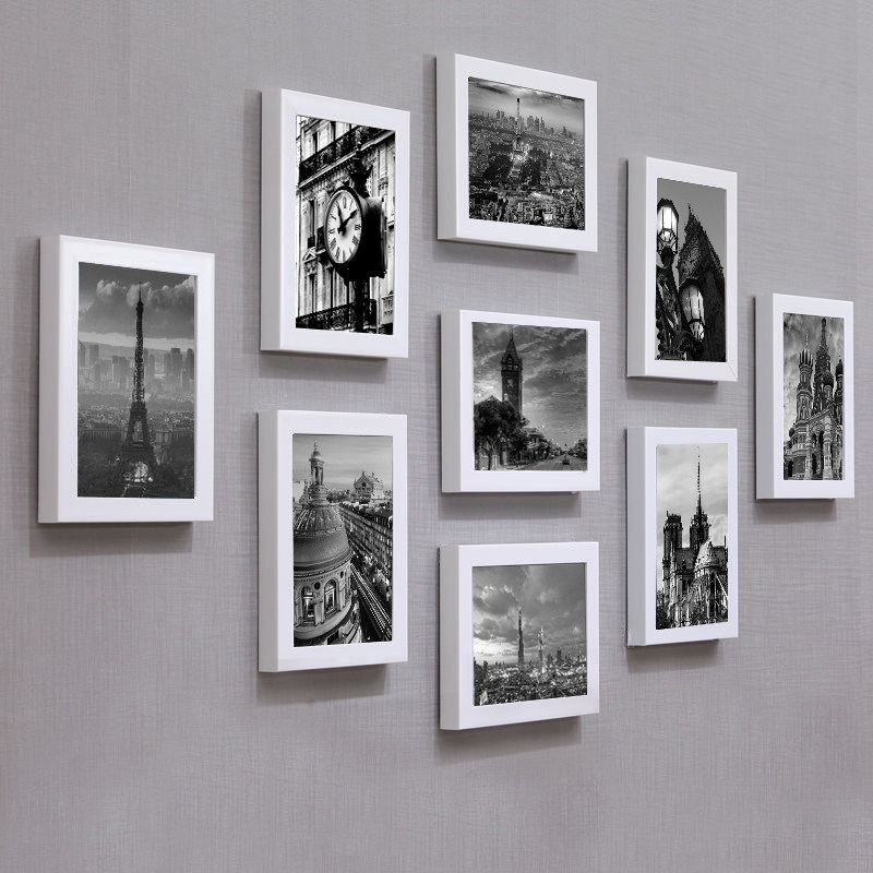 照片墙相框组合家庭n客厅装饰免打孔卧室墙上相片相册建筑画芯挂