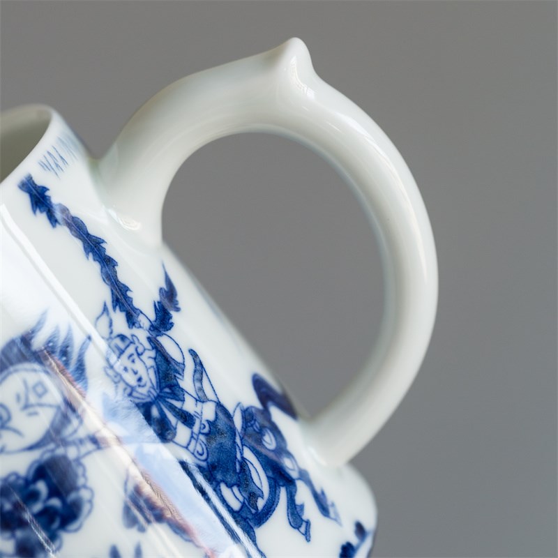 青花瓷泡茶杯马克杯陶p瓷茶水过滤分离水杯带盖家用办公室个人茶