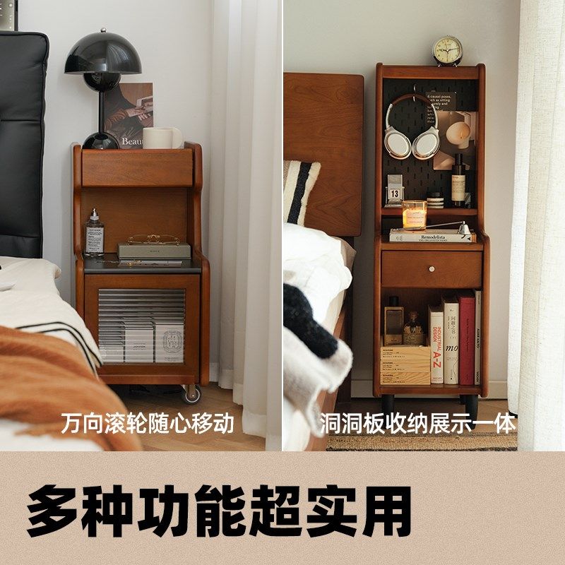 【复古床头柜】泡沫小敏北欧实木家具简约卧室收纳储物柜小型床边