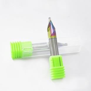 七彩DLC铝单头浮铣刀 数用控雕刻机斜度刀 双刃WEE锥球度头雕刀