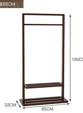 胡桃黄RHV木衣落地卧室可移铜动衣帽架家用轻奢置物架架新中式挂