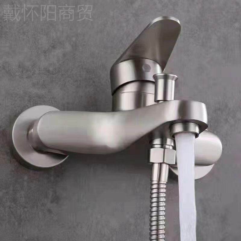 不钢三联头浴缸冷龙热水龙头304明装混水阀明珠三联34帝王三锈联0