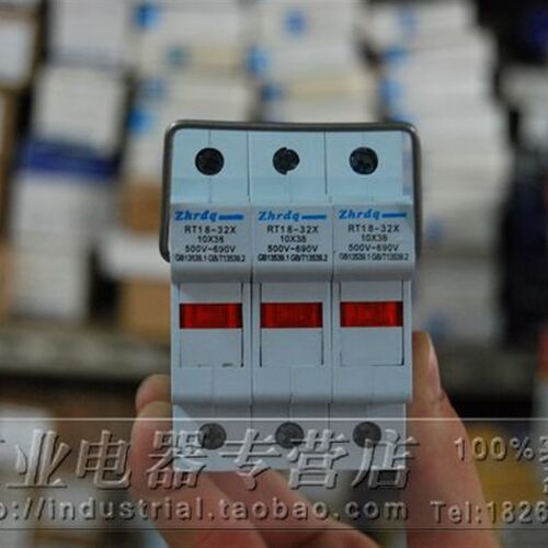 【正浩】 RT18-32X 3P 导轨按装保险丝熔断器底座样带指示灯10*38