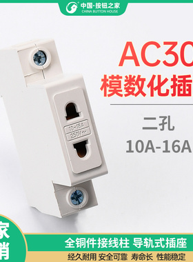 2孔模数化插座AC30-103  二孔10A-16A 配电箱 C45导轨式电源插座