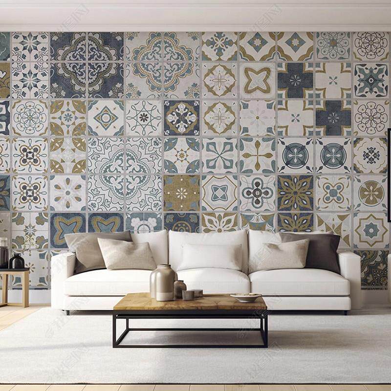 壁纸法式覆古客厅电视背景墙壁画装饰轻奢高级感简约几何卧室壁布