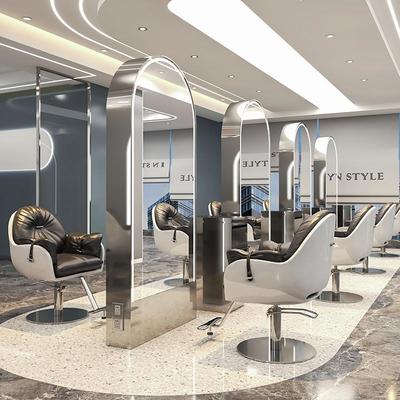 网红高端理发店镜子发廊专用美发店镜台时尚单双面带灯剪发落地镜