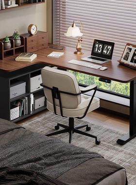 wework转角电动升降桌L型书桌实木电脑桌电竞桌家用办公桌工作台