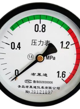 青岛布莱迪仪表Y-100Z轴向压力表储气罐用气压N表M20/M14厂家直销