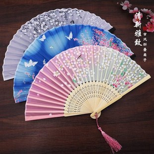 可折叠小孩子儿童扇子古风公w主女童女扇子舞蹈个普通好看女孩女