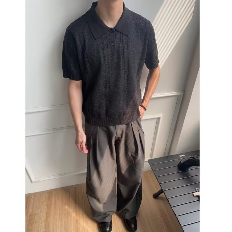 POLO衫短袖男夏季冰丝翻领短袖针织衫男英伦商务休闲痞帅百搭潮