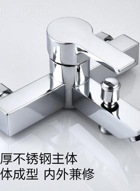 精铸厚淋浴龙头浴室浴三联龙头四方淋浴龙头加浴ZZF冷缸热缸水混