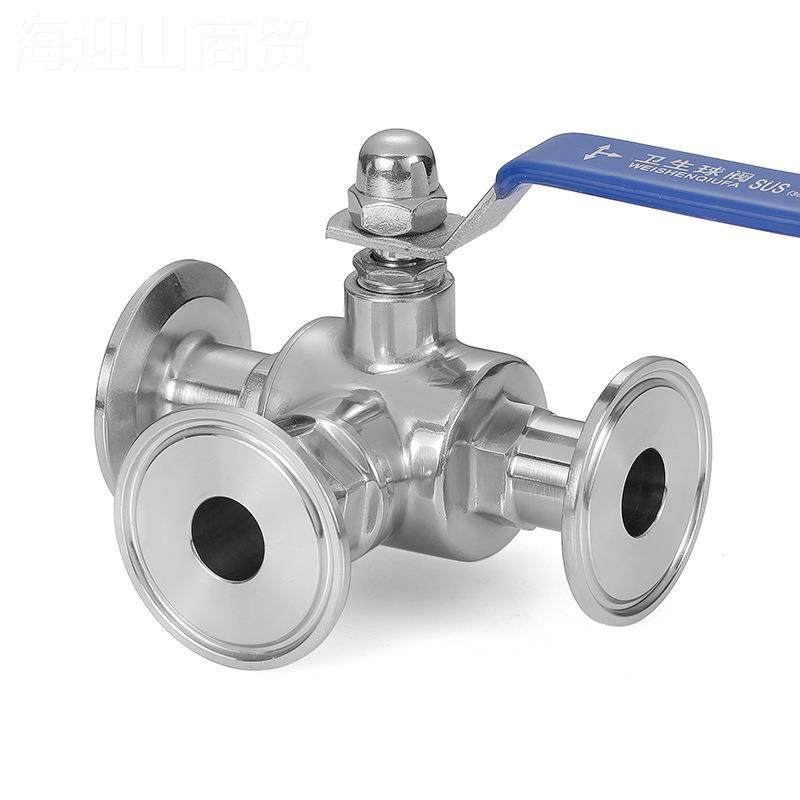 316不锈卫生级快装三通球钢阀T型换向阀型换向球阀卡箍tlznlzny球