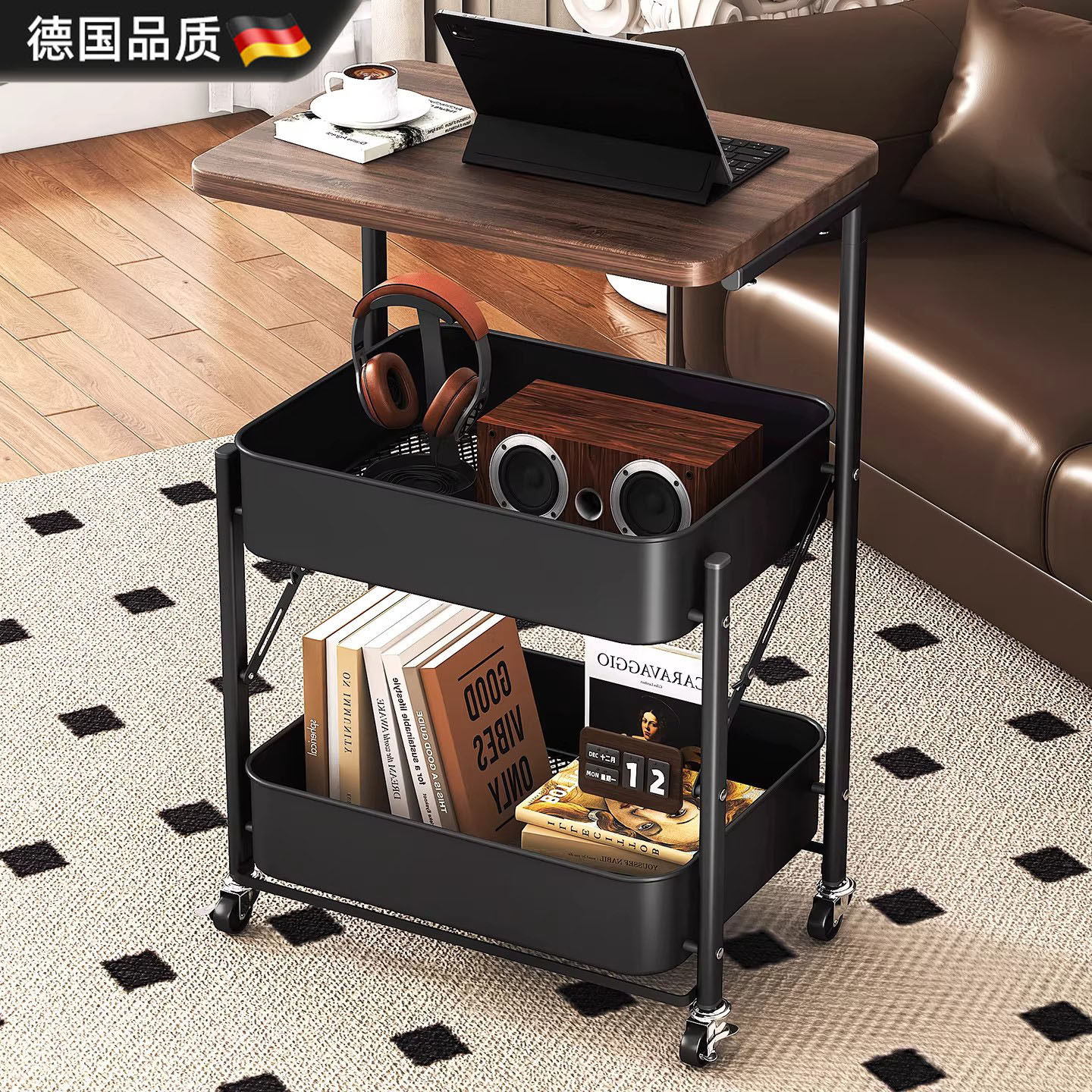 德国中古可折叠小推车客厅沙发边几零食收纳架子置物架落地床头柜,住宅家具,移动边几/推车,淘宝优惠券,粉丝福利购,淘宝优惠卷