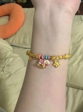 金店同款木马手链女士新款盘缠编织爱心莲花爆闪手串送礼物轻奢