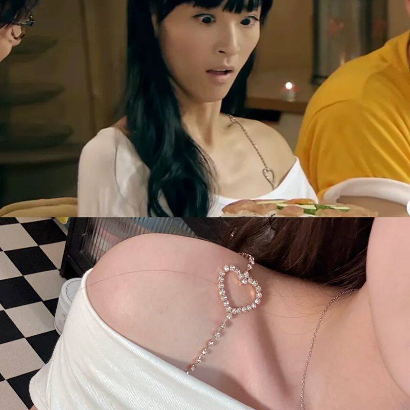 纯欲爱心闪钻一字领婚纱肩链