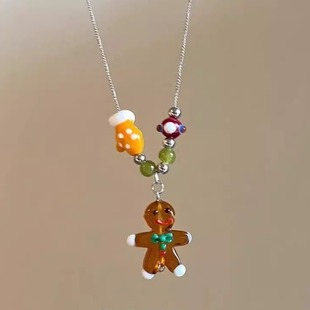 圣诞树琉璃珠项链女秋冬氛围感个性设计感小众配饰可爱童趣锁骨