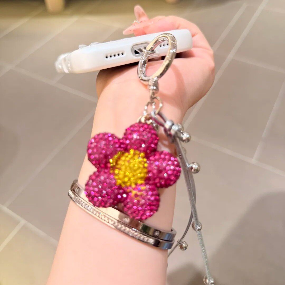 小雏菊镶钻手机链钥匙扣挂件
