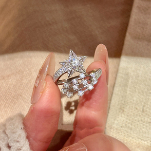 超闪彗星开口戒指女冷淡风2025新款爆款小众设计轻奢高级感食指戒