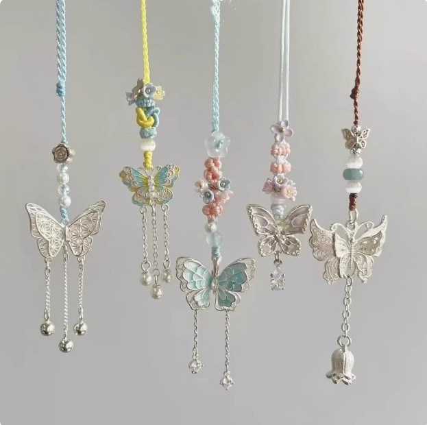 新中式国风高颜值小蝴蝶手机链包挂手机挂件编绳钥匙扣小众送礼物,服饰配件/皮带/帽子/围巾,包挂件,淘宝优惠券,粉丝福利购,淘宝优惠卷