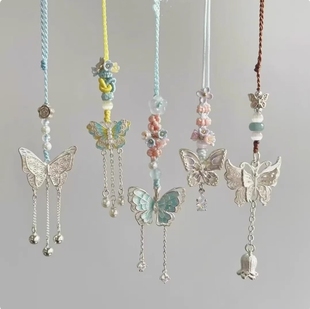 新中式国风高颜值小蝴蝶手机链包挂手机挂件编绳钥匙扣小众送礼物