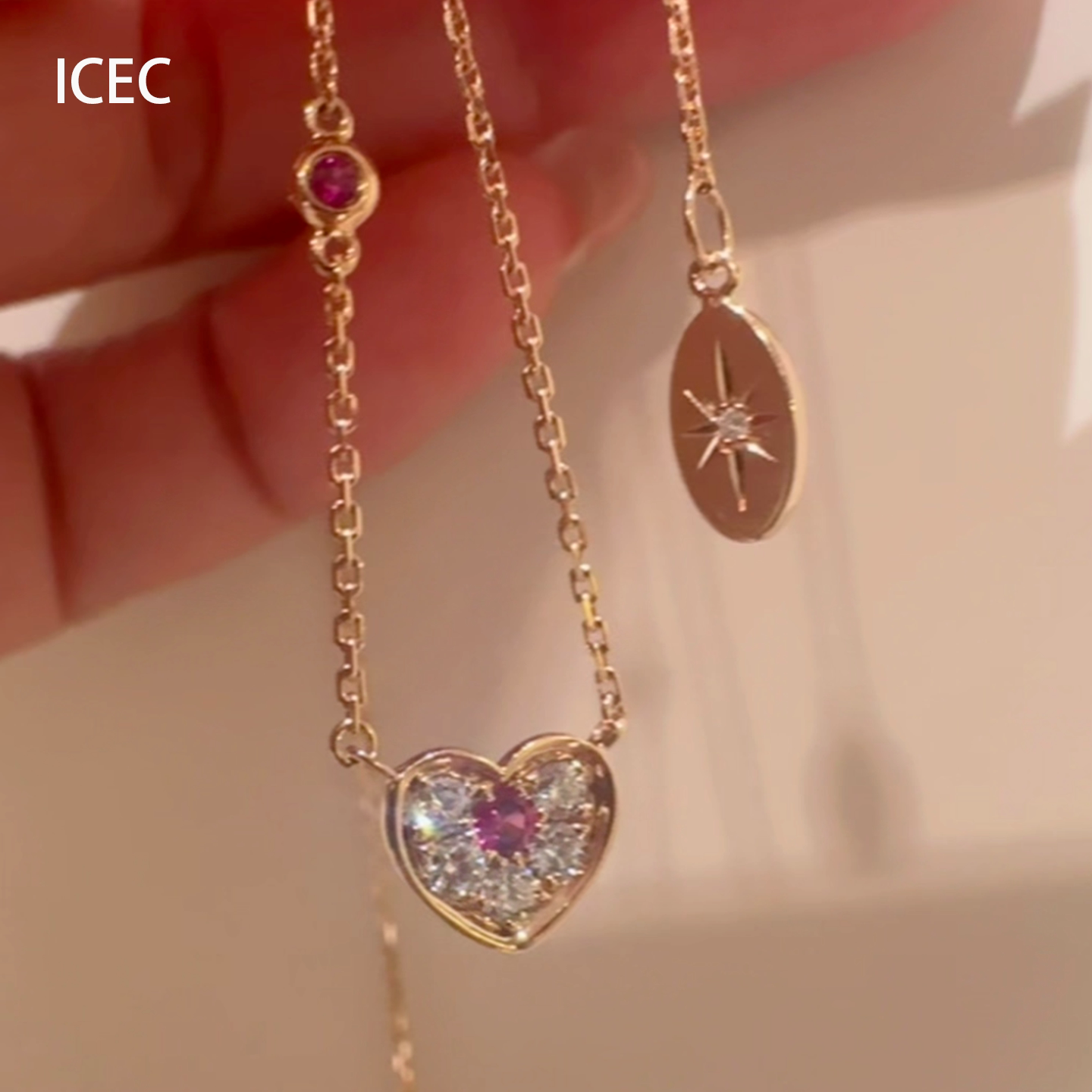 韩系金色泡泡钻爱心锁骨链
