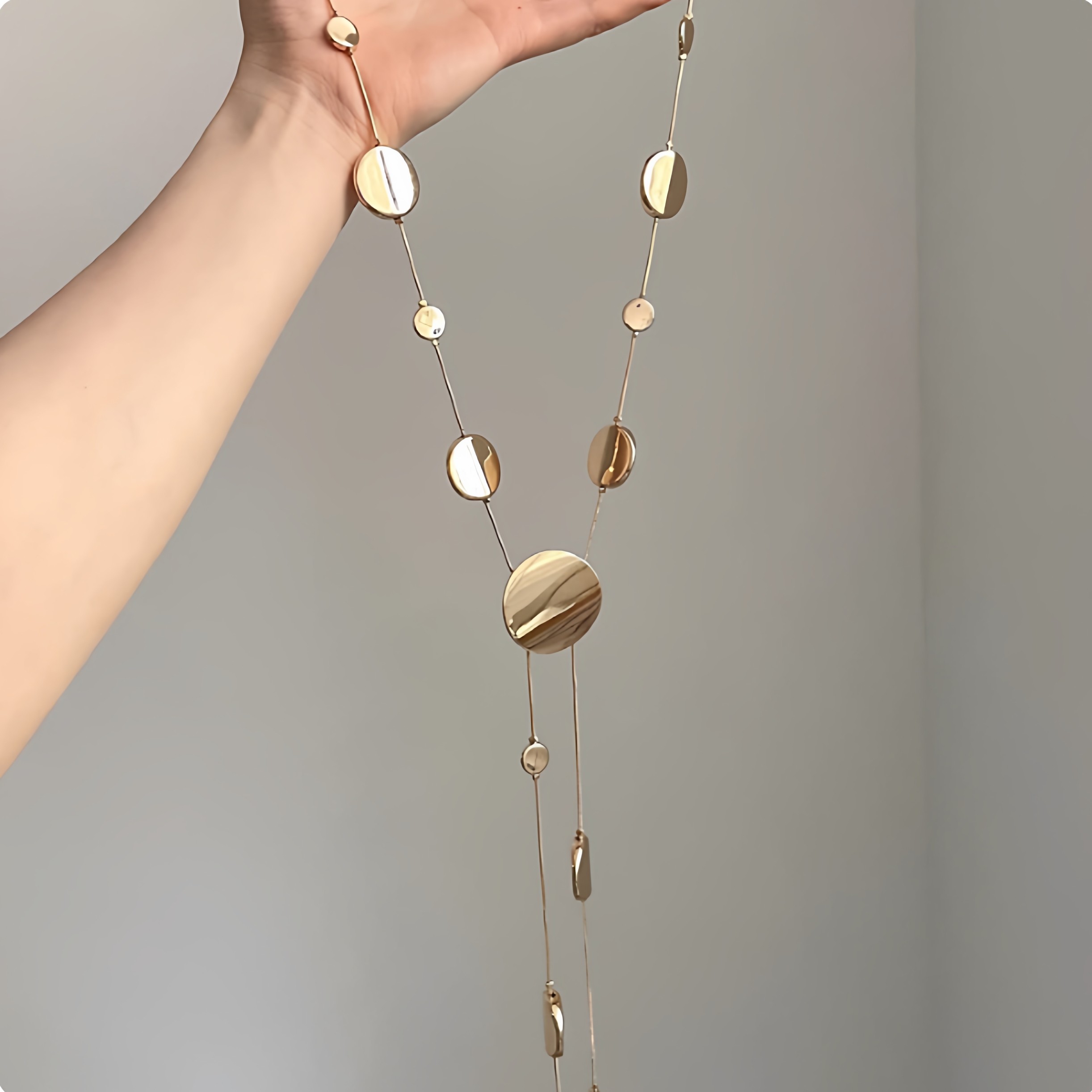 冷淡风金属圆片几何长款项链高级感轻奢小众个性ins辣妹锁骨链女